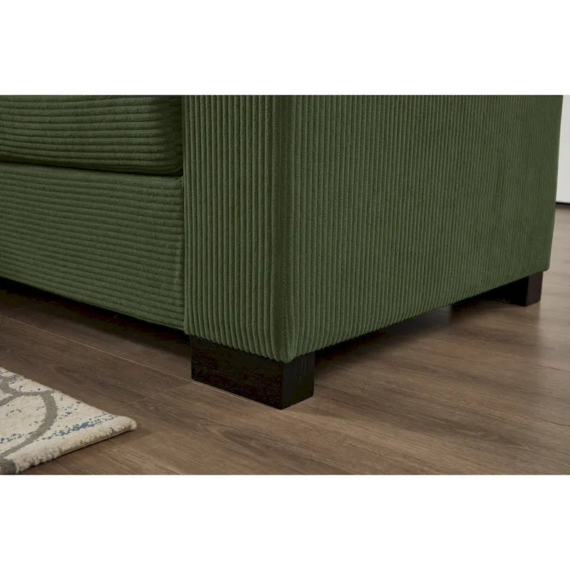 111 Corduroy L-Shaped Sectional Sofa with Convertible Chaise & Storage Arms