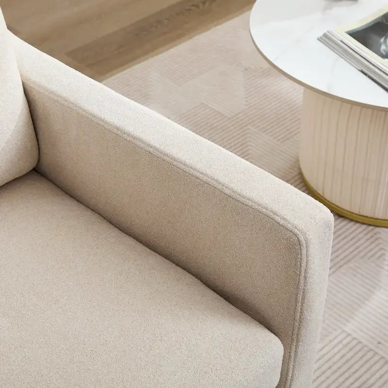 Modern 29.92 Chenille 360 Swivel Accent Chair with Solid Wood Frame and Removable Back Cushion