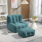 Modern 38.5 Velvet Upholstered Accent Chair with Memory Foam and Ottoman for Living Room