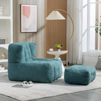 Modern 38.5 Velvet Upholstered Accent Chair with Memory Foam and Ottoman for Living Room