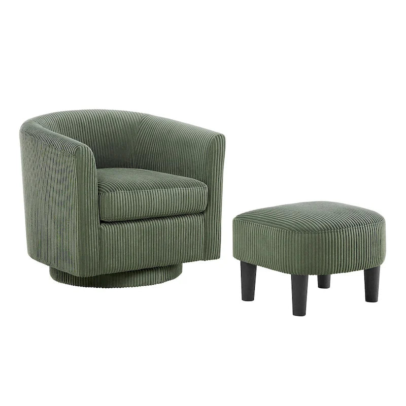 Green 26.38 Swivel Arm Chair with Ottoman