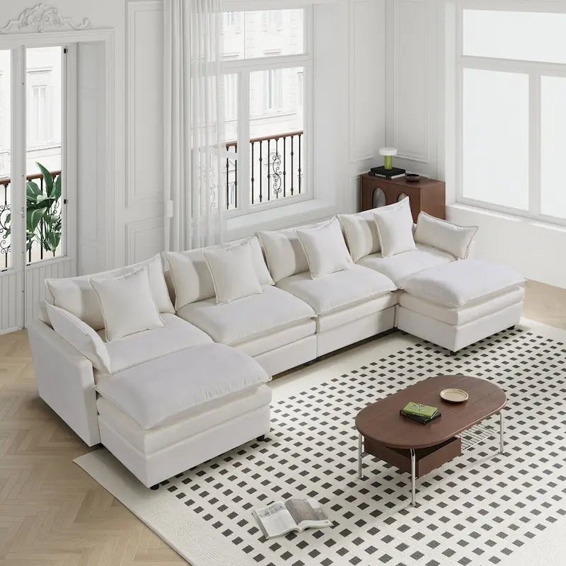 Canapé sectionnel en U 6 places blanc 142,52 po