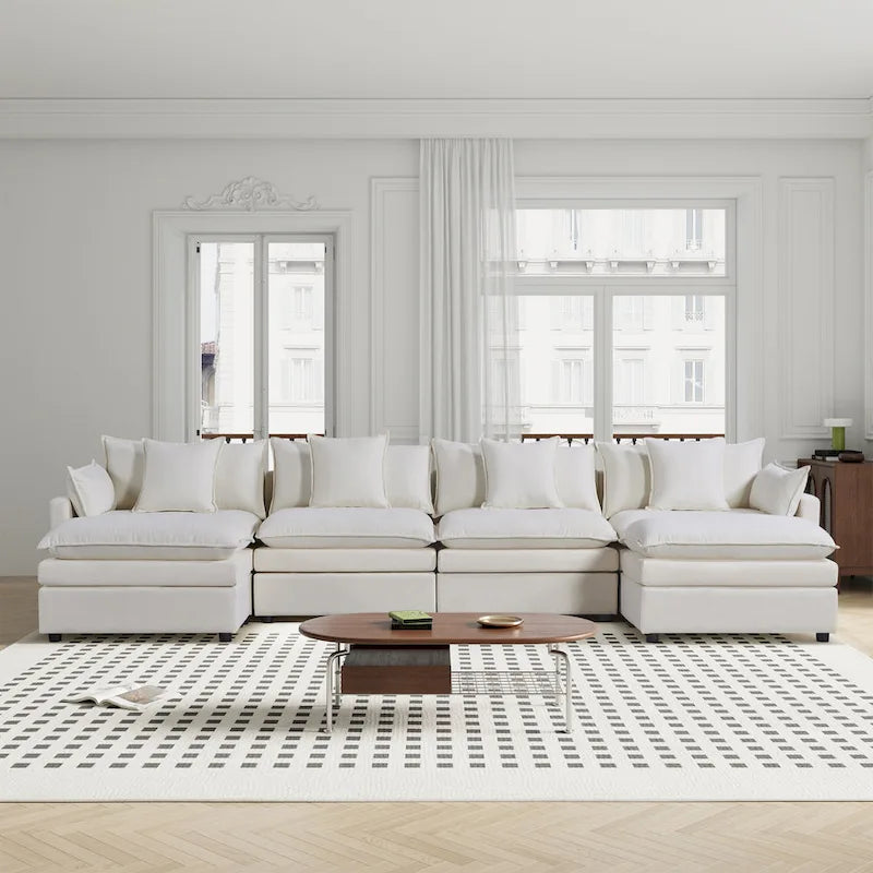 Canapé sectionnel en U 6 places blanc 142,52 po