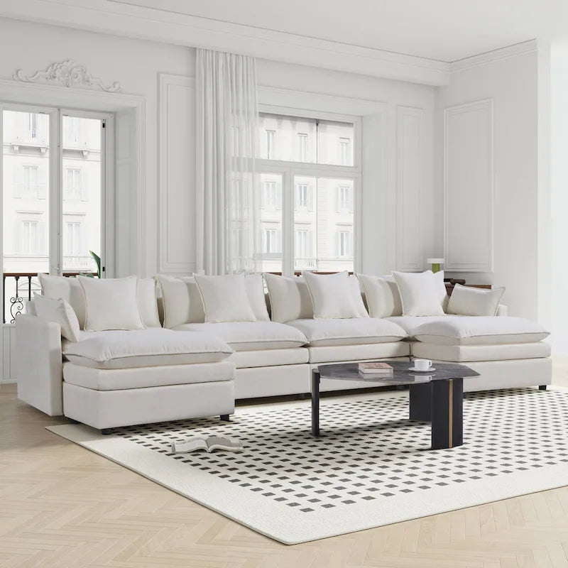 Canapé sectionnel en U 6 places blanc 142,52 po