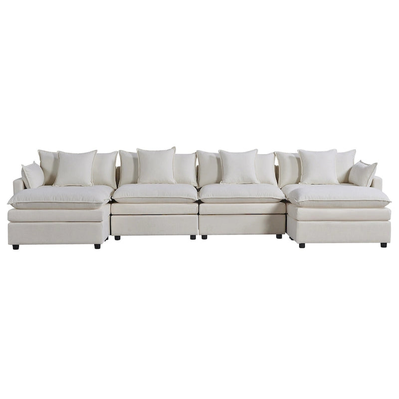 White 142.52 U-Shaped 6-Seater Sectional Sofa