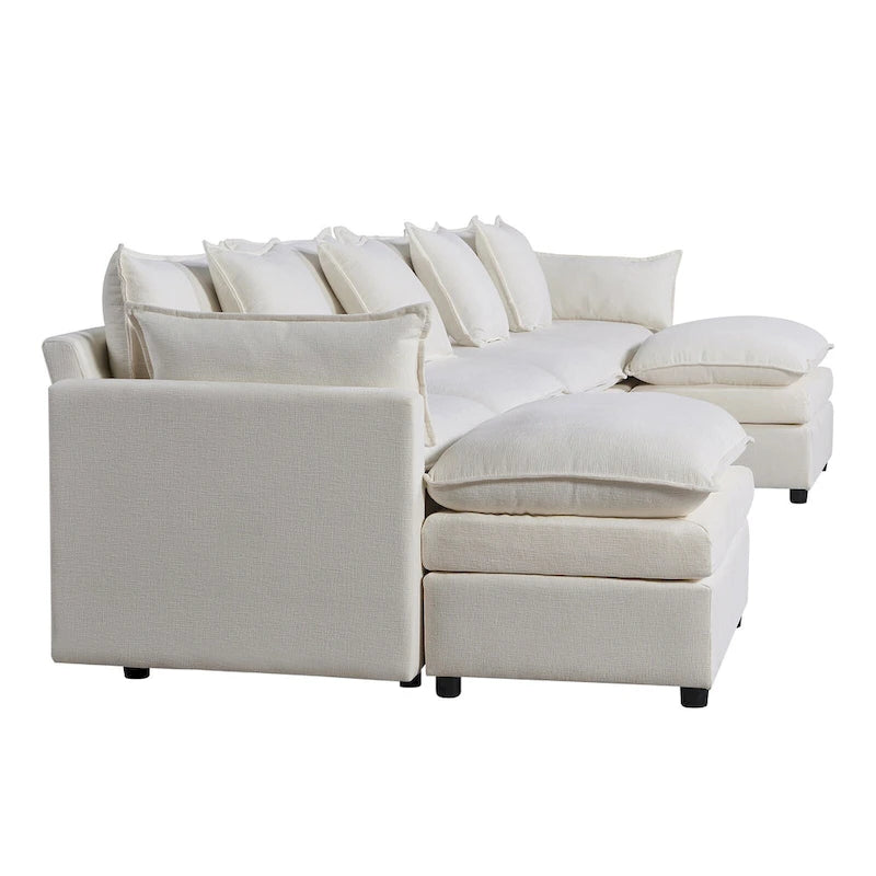 Canapé sectionnel en U 6 places blanc 142,52 po
