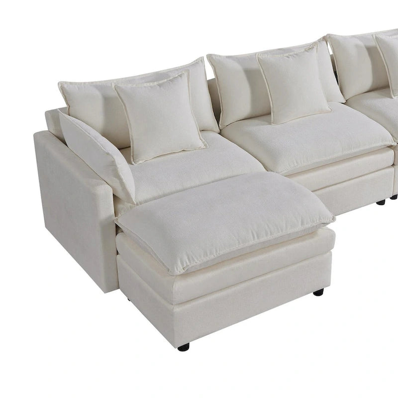 Canapé sectionnel en U 6 places blanc 142,52 po