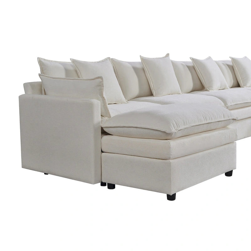 Canapé sectionnel en U 6 places blanc 142,52 po