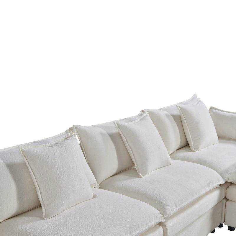 Canapé sectionnel en U 6 places blanc 142,52 po