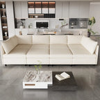 Beige 129 Convertible 8-Seater Modular Sofa with Storage
