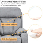 Grey Fabric Power Lift Recliner Chair for Elderly, with Remote Control, Overstuffed Cushion, Side Pocket, and Heavy-Duty Frame