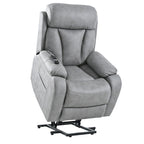 Grey Fabric Power Lift Recliner Chair for Elderly, with Remote Control, Overstuffed Cushion, Side Pocket, and Heavy-Duty Frame
