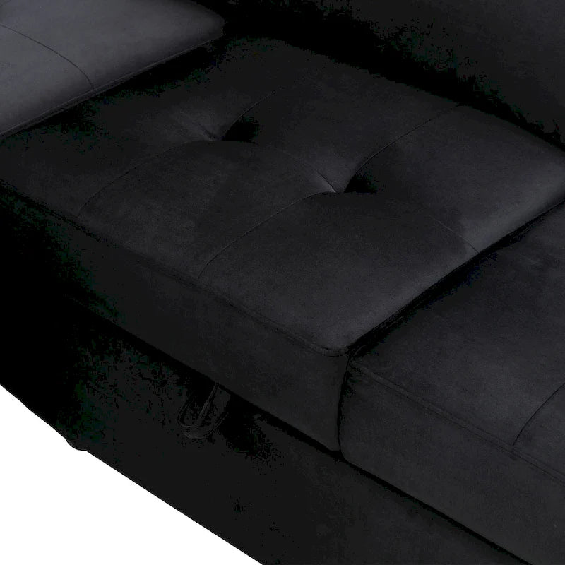 84.75 L-Shape 5 Seat Sectional Sofa with Pull-Out Bed, Storage Ottoman, Hidden Arm Storage & USB Charging