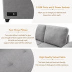 84.75 L-Shape 5 Seat Sectional Sofa with Pull-Out Bed, Storage Ottoman, Hidden Arm Storage & USB Charging