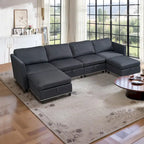 100 Spacious U-Shaped 6 Seater Sectional Sofa with Storage, Reversible Chaise and Comfortable Deep Cushions