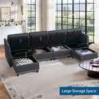 100 Spacious U-Shaped 6 Seater Sectional Sofa with Storage, Reversible Chaise and Comfortable Deep Cushions