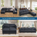 100 Spacious U-Shaped 6 Seater Sectional Sofa with Storage, Reversible Chaise and Comfortable Deep Cushions