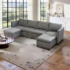 100 Spacious U-Shaped 6 Seater Sectional Sofa with Storage, Reversible Chaise and Comfortable Deep Cushions