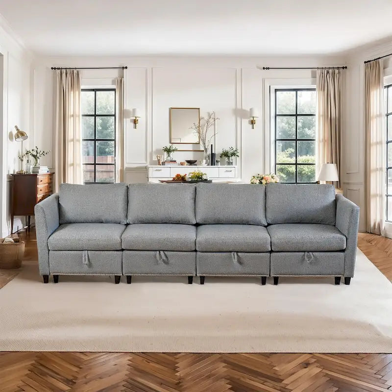 100 Spacious U-Shaped 6 Seater Sectional Sofa with Storage, Reversible Chaise and Comfortable Deep Cushions