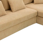 Yellow 87 L-Shaped 3-Seater Sofa with Reversible Chaise and 3 Cushions, Space-Saving Design for Living Room