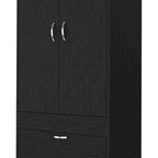 18.9 Modern Double-door Armoire with Two Bottom Drawers and Hanging Rod for Bedroom