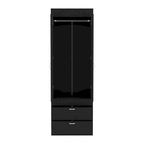 18.9 Modern Double-door Armoire with Two Bottom Drawers and Hanging Rod for Bedroom