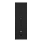 18.9 Modern Double-door Armoire with Two Bottom Drawers and Hanging Rod for Bedroom