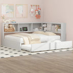Lit de repos en métal avec lit gigogne, armoires de rangement et ports USB