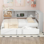 Lit de repos en métal avec lit gigogne, armoires de rangement et ports USB
