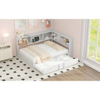 Lit de repos en métal avec lit gigogne, armoires de rangement et ports USB