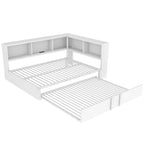 Lit de repos en métal avec lit gigogne, armoires de rangement et ports USB