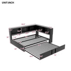 Lit de repos en métal avec lit gigogne, armoires de rangement et ports USB