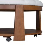 Table basse capitonnée de 36 po avec étagère en bois et roues