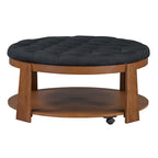Table basse capitonnée de 36 po avec étagère en bois et roues