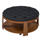 Table basse capitonnée de 36 po avec étagère en bois et roues