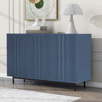 Armoire de rangement moderne à motif ondulé avec 2 portes, 2 tiroirs et étagères réglables