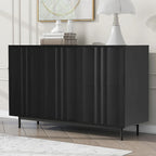 Armoire de rangement moderne à motif ondulé avec 2 portes, 2 tiroirs et étagères réglables