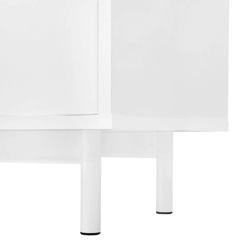 Armoire de rangement moderne à motif ondulé avec 2 portes, 2 tiroirs et étagères réglables