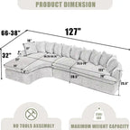127 Large Sectional Sofa,Modular L Shaped Left Sofa,Corduroy Fabric