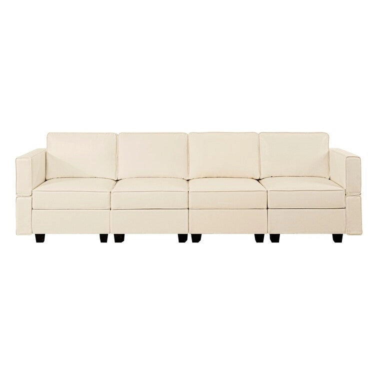 Modular U-Shaped 4 seater Air Leather Sofa with Adjustable armrest and Reversible Chaise
