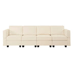 Modular U-Shaped 4 seater Air Leather Sofa with Adjustable armrest and Reversible Chaise