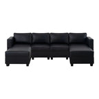 Modular U-Shaped 4 seater Air Leather Sofa with Adjustable armrest and Reversible Chaise