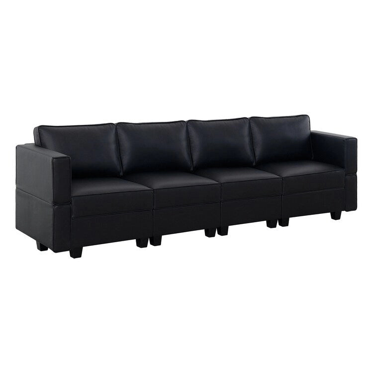 Modular U-Shaped 4 seater Air Leather Sofa with Adjustable armrest and Reversible Chaise