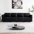 Modular U-Shaped 4 seater Air Leather Sofa with Adjustable armrest and Reversible Chaise
