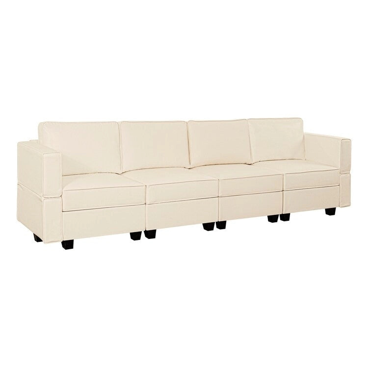 Modular U-Shaped 4 seater Air Leather Sofa with Adjustable armrest and Reversible Chaise