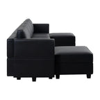 Modular U-Shaped 4 seater Air Leather Sofa with Adjustable armrest and Reversible Chaise