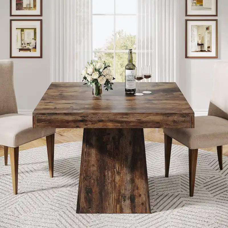 31.5-Inch Square Dining Table for 4, Farmhouse Kitchen Table for Dining Room - 31.5D x 31.5W x 29.53H