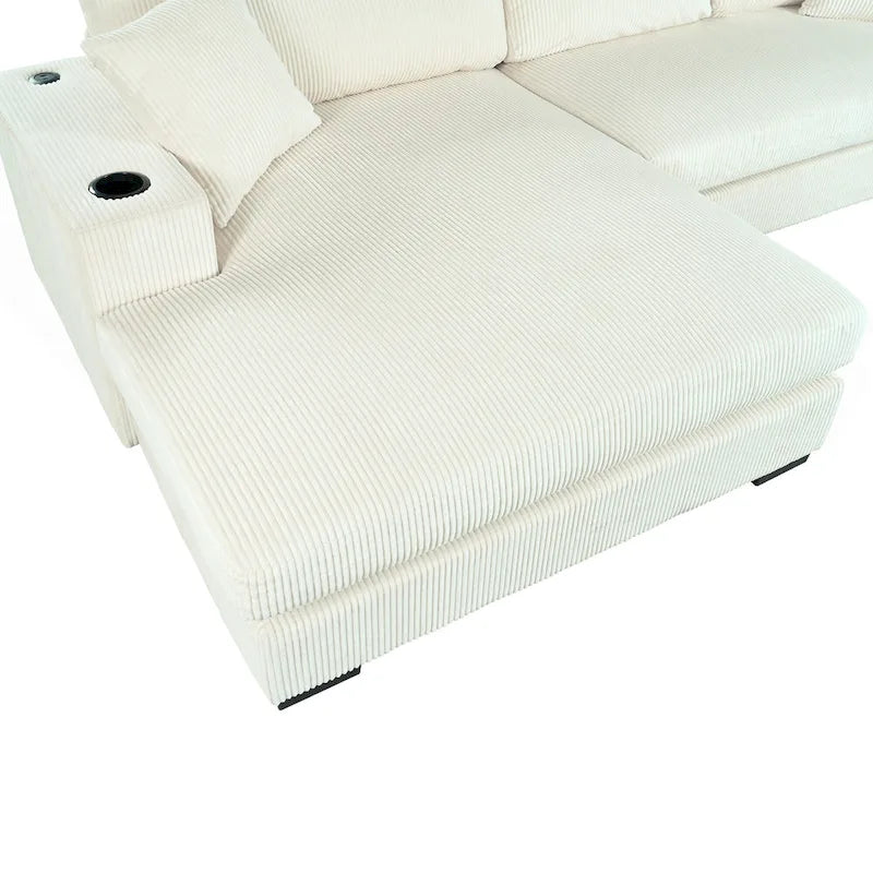 Mirod Large Sectional Sofa with Thick Cushions, and Built-in Cup Holders & Charging Ports