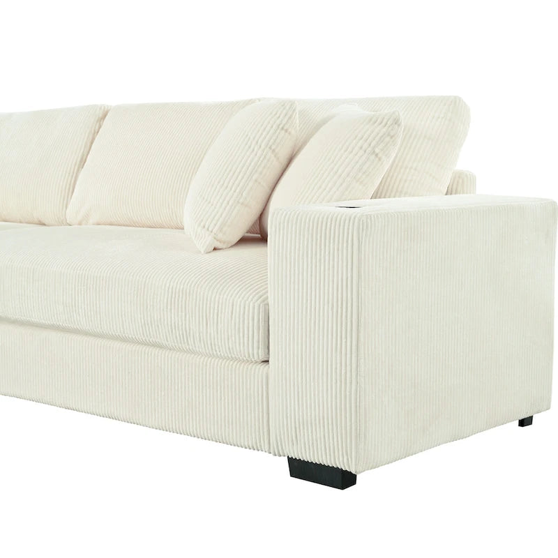 Mirod Large Sectional Sofa with Thick Cushions, and Built-in Cup Holders & Charging Ports