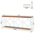 Table console extra longue de 71 pouces Table de canapé avec étagère de rangement ouverte, Tables de canapé étroites et longues Table d'entrée derrière le canapé